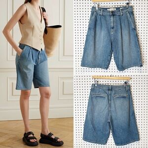 Nili Lotan | Julie Trouser Short in Faded Wash, Denim Jean‎ Shorts Sz. 27